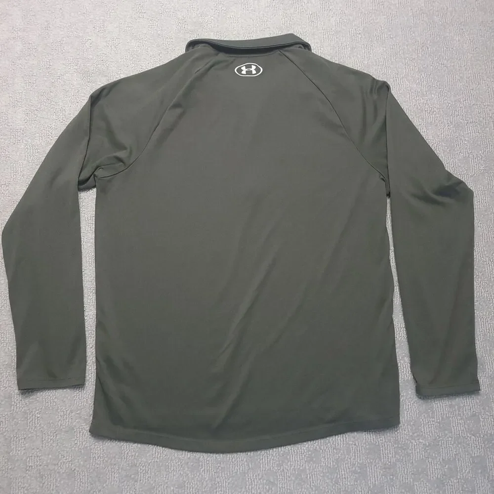 Under Armour UA Tech 2.0 Shirt Mens M Long Sleeve 1/2 Zip Dark Green - Picture 4 of 8
